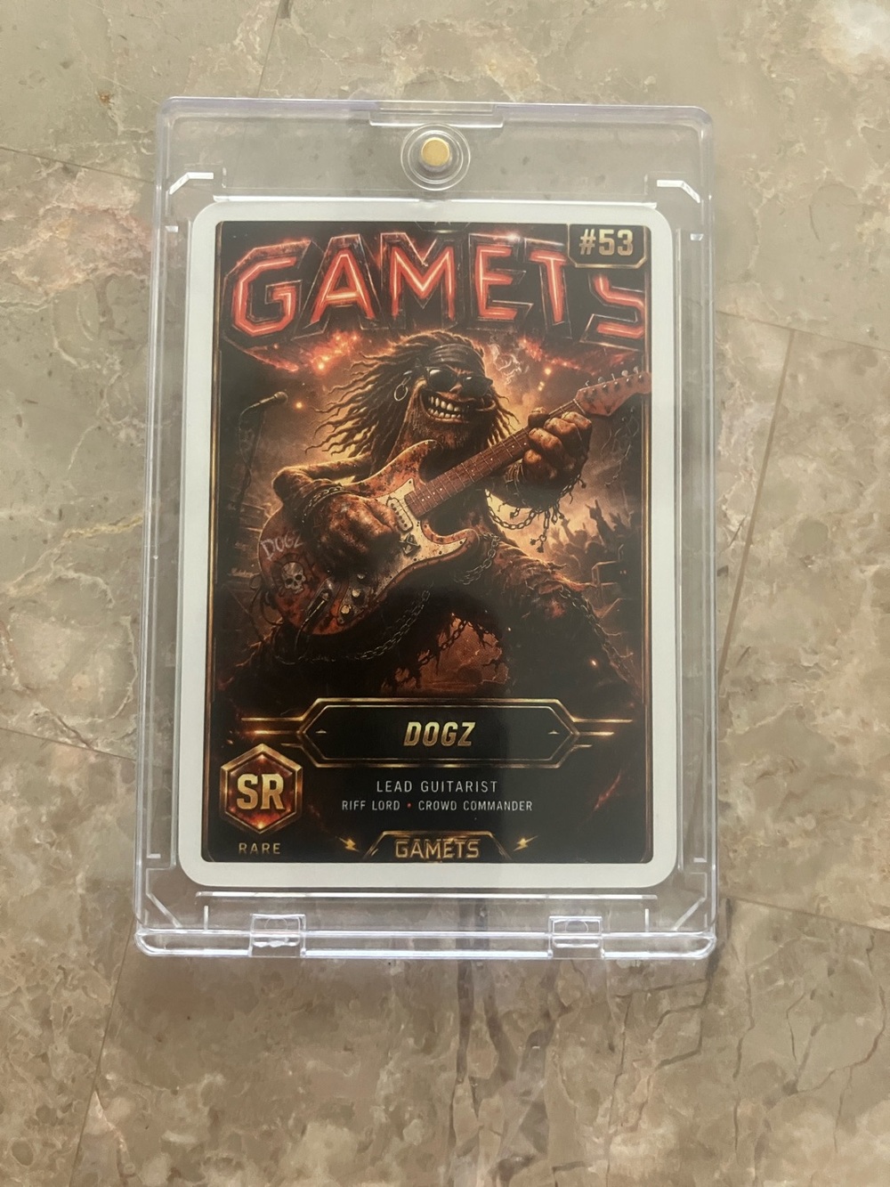 The Gamets SR Dogz Guitarist Card – Black and Orange Artwork